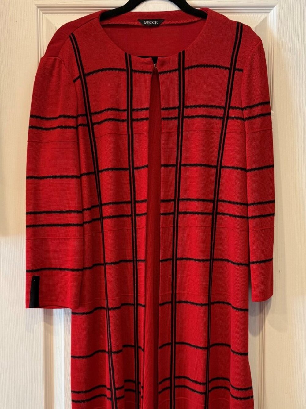 Misook Graphic Plaid Knit Topper